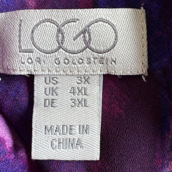 LOGO by Lori Goldstein® Button Front Tunic Stretch Woven Crepe Purple Blue 3X - Picture 5 of 7